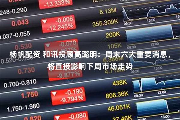 杨帆配资 和讯投顾高璐明：周末六大重要消息，将直接影响下周市场走势