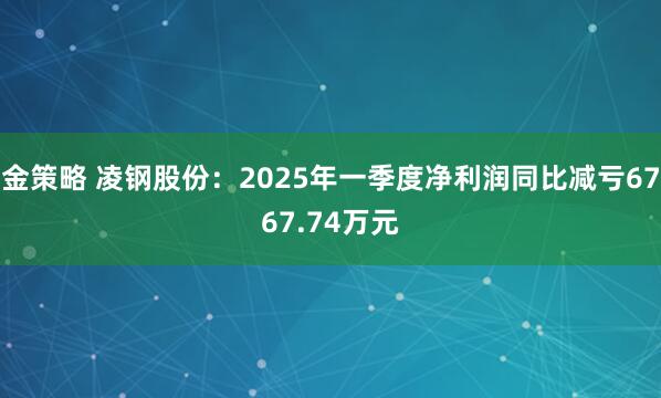 金策略 凌钢股份：2025年一季度净利润同比减亏6767.74万元